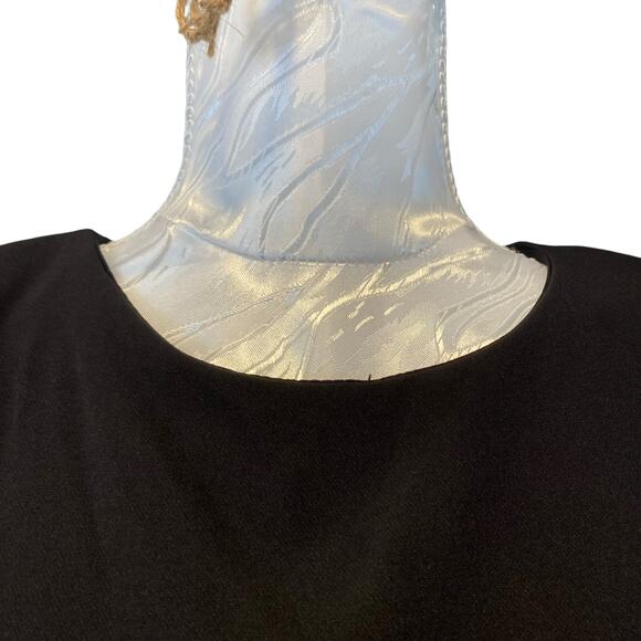 Zara Black Polyester Stretch Cap Sleeve Shift Boxy Mini Dress Size Large LBD - Picture 13 of 16